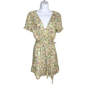 Floral Print V-Neck High Waist Tie Sun Dress with Ruffles. New with Tags